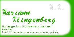 mariann klingenberg business card